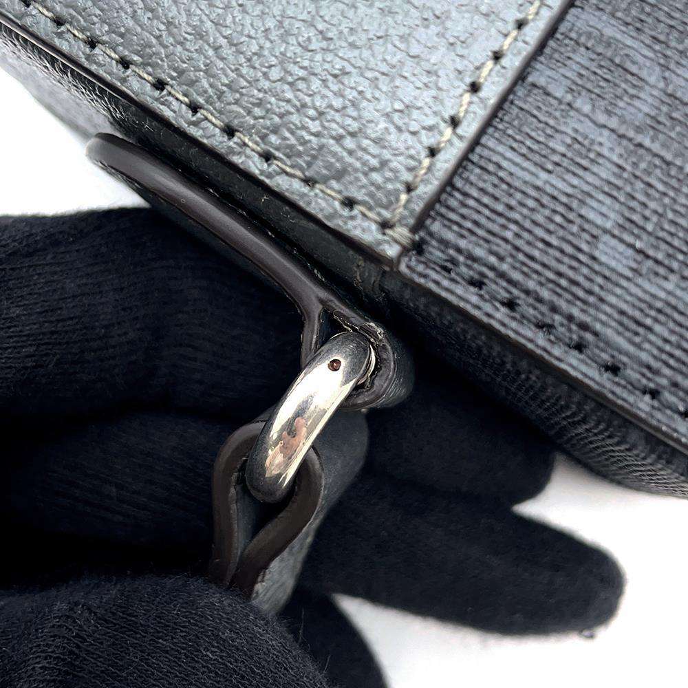GUCCI Cutout Interlocking G Shoulder Bag Black/Gray 725341 GG SupremeCanvas Leather