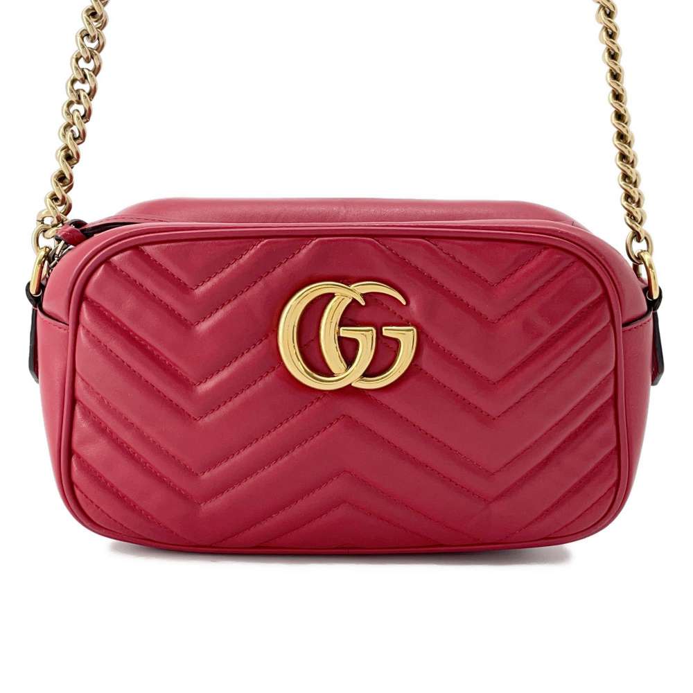 GUCCI GG Marmont Shoulder Bag Red 447632 Leather