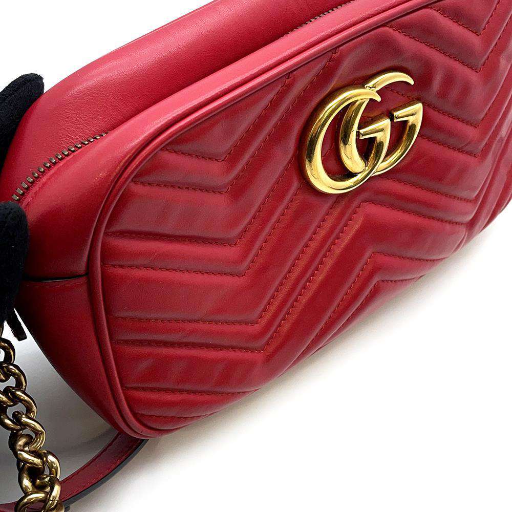GUCCI GG Marmont Shoulder Bag Red 447632 Leather