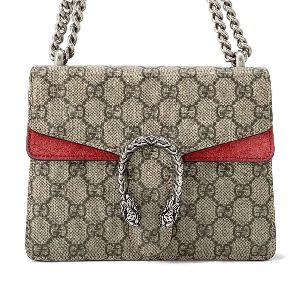 GUCCI Dionysus GG Supreme Shoulder Bag Brown/Red 421970 PVC Leather