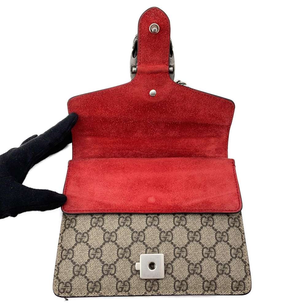 GUCCI Dionysus GG Supreme Shoulder Bag Brown/Red 421970 PVC Leather