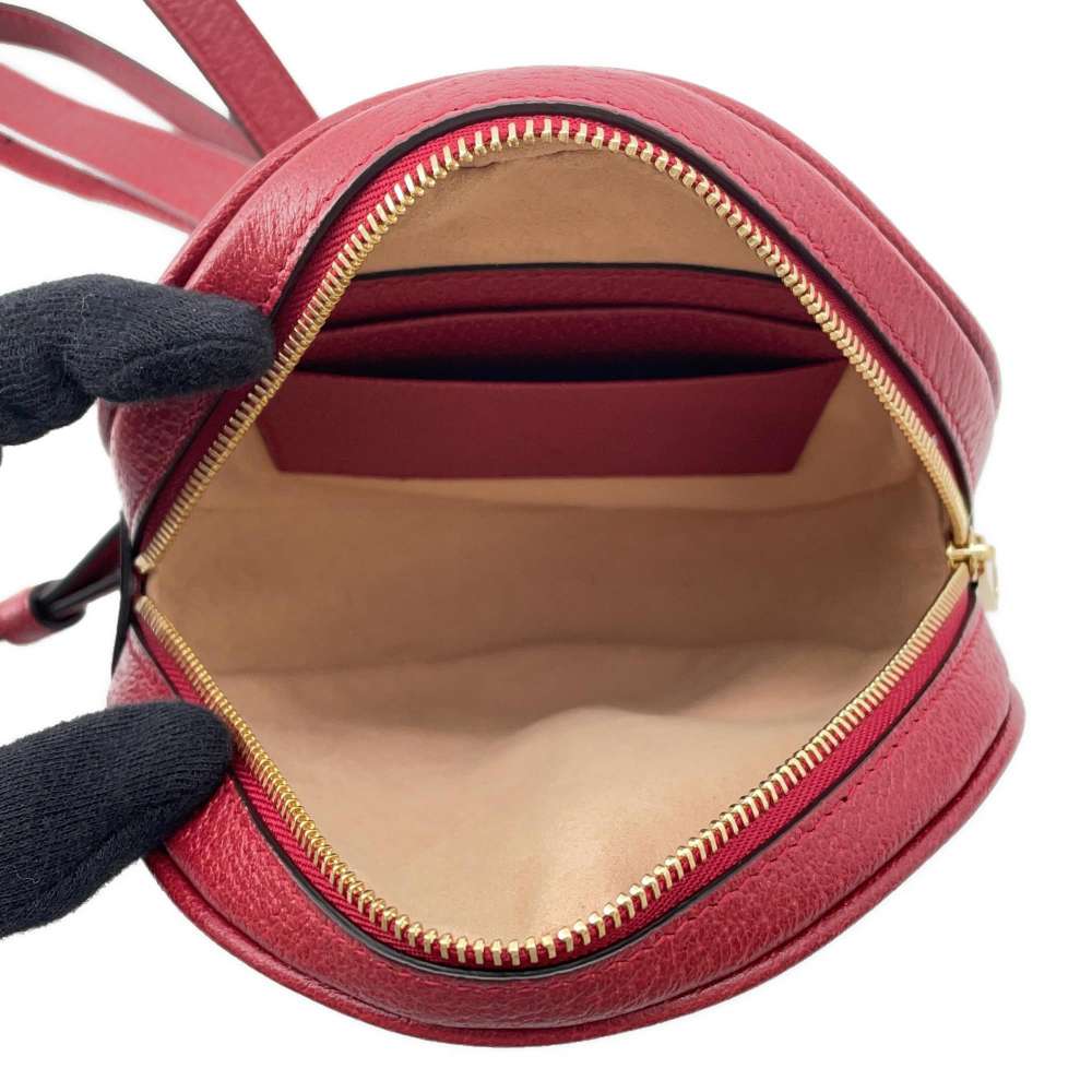 GUCCI Ophidia Round Backpack Mini Red/Brown 598661 PVC Leather
