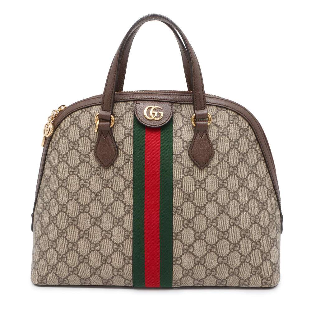 GUCCI Ophidia GG Supreme Handbag Brown/Red/Green 524533 GG SupremeCanvas Leather