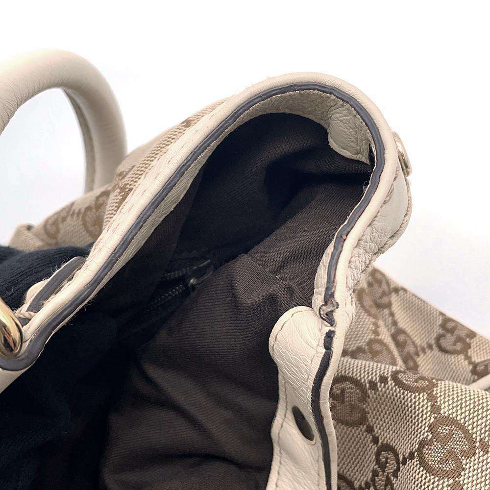 GUCCI Sukey Handbag Brown/White 211944 GG Canvas Leather