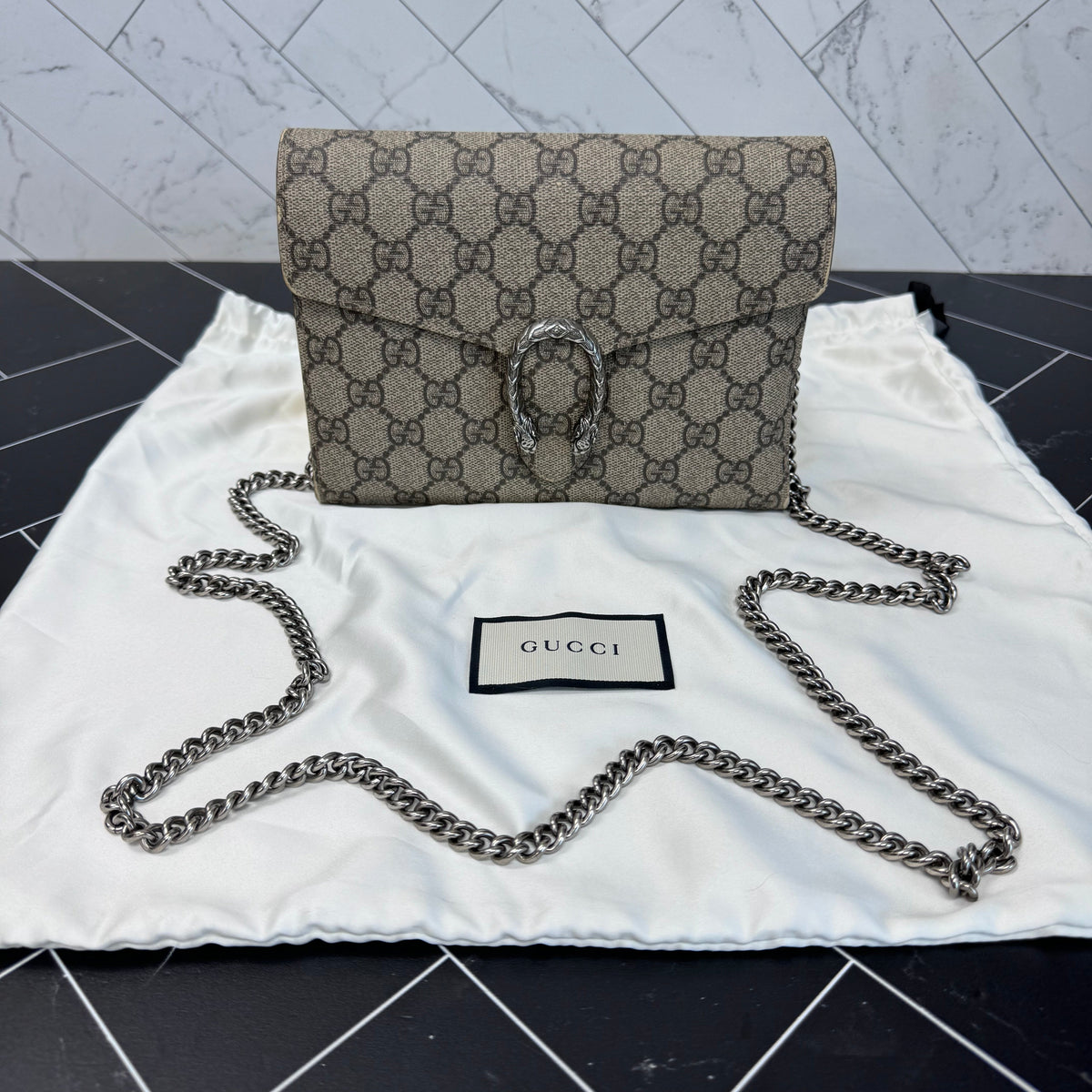 Gucci Supreme Dionysus Wallet on a Chain Crossbody Bag