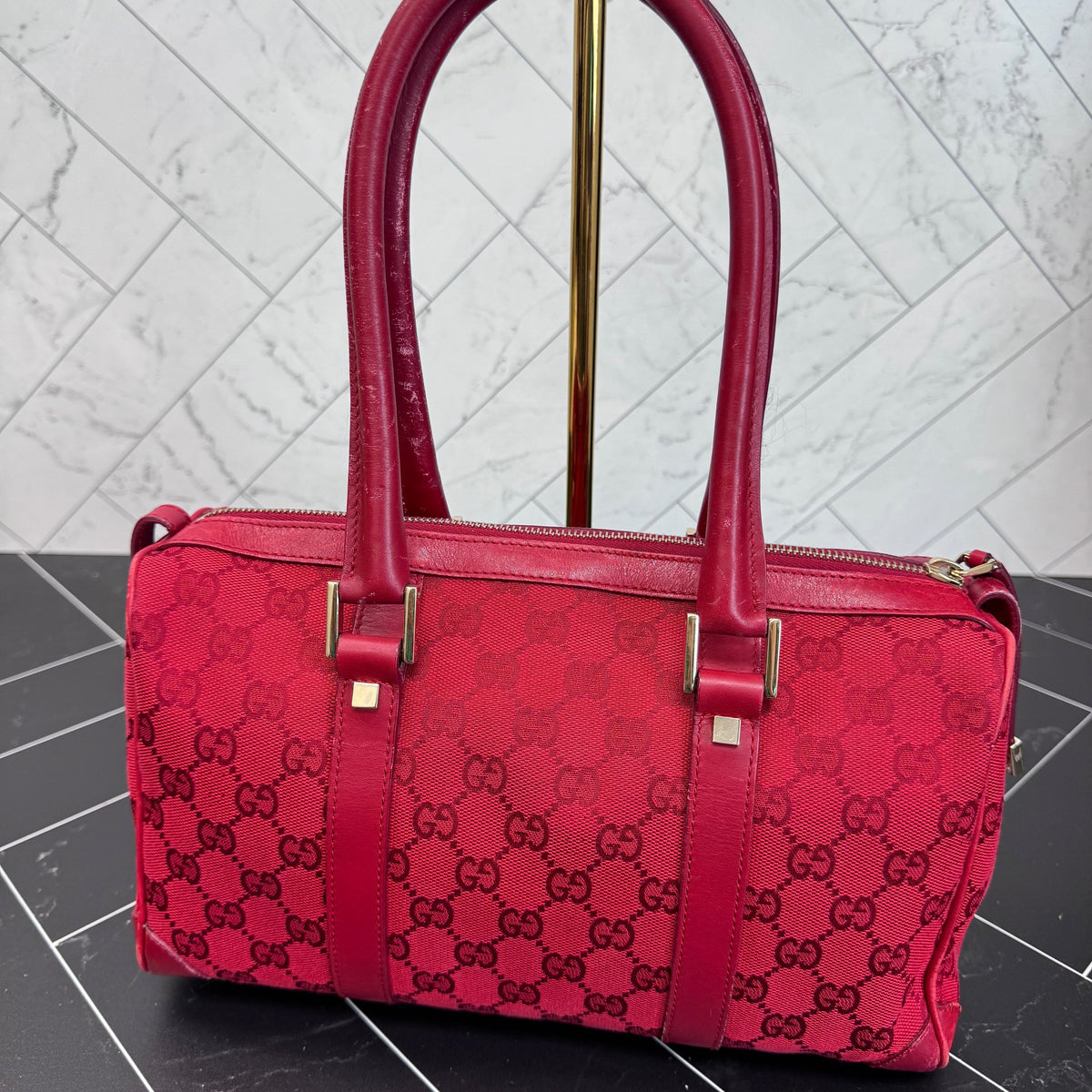 Gucci Red Canvas Shoulder Bag
