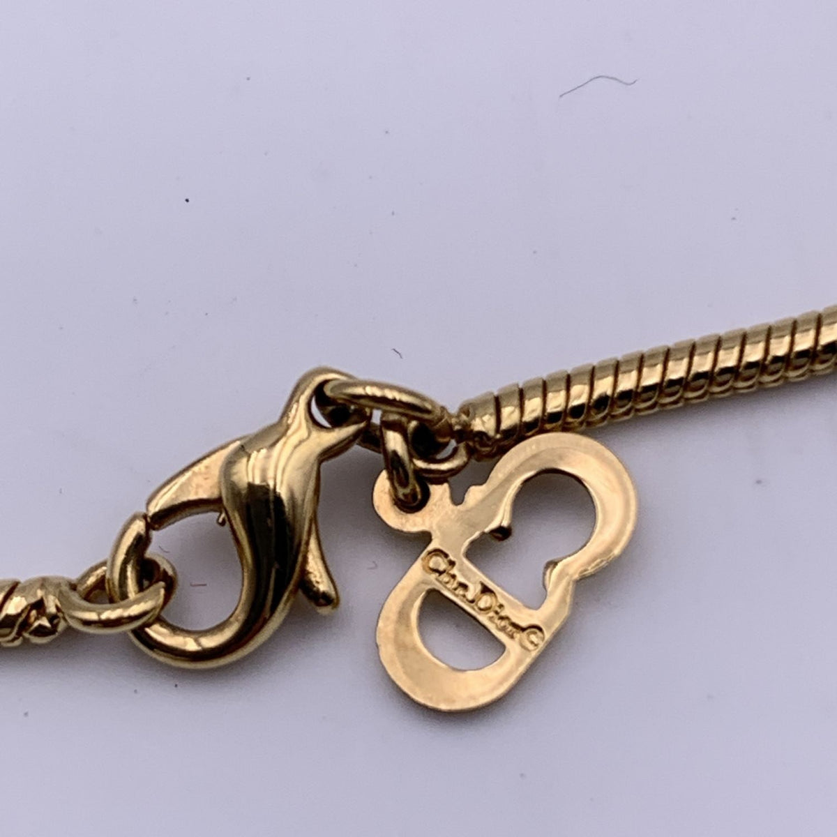 CHRISTIAN Top quality Dior Gold Metal Dangling Charms Logo Necklace