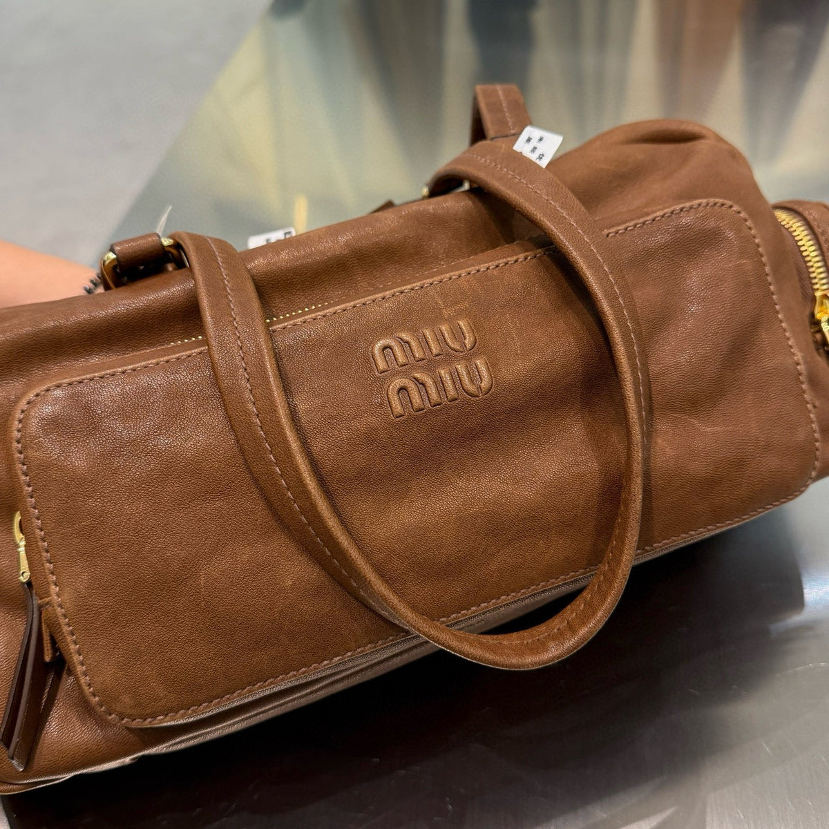MIU M NAPPA LEATHER TOP HANDLE BAG