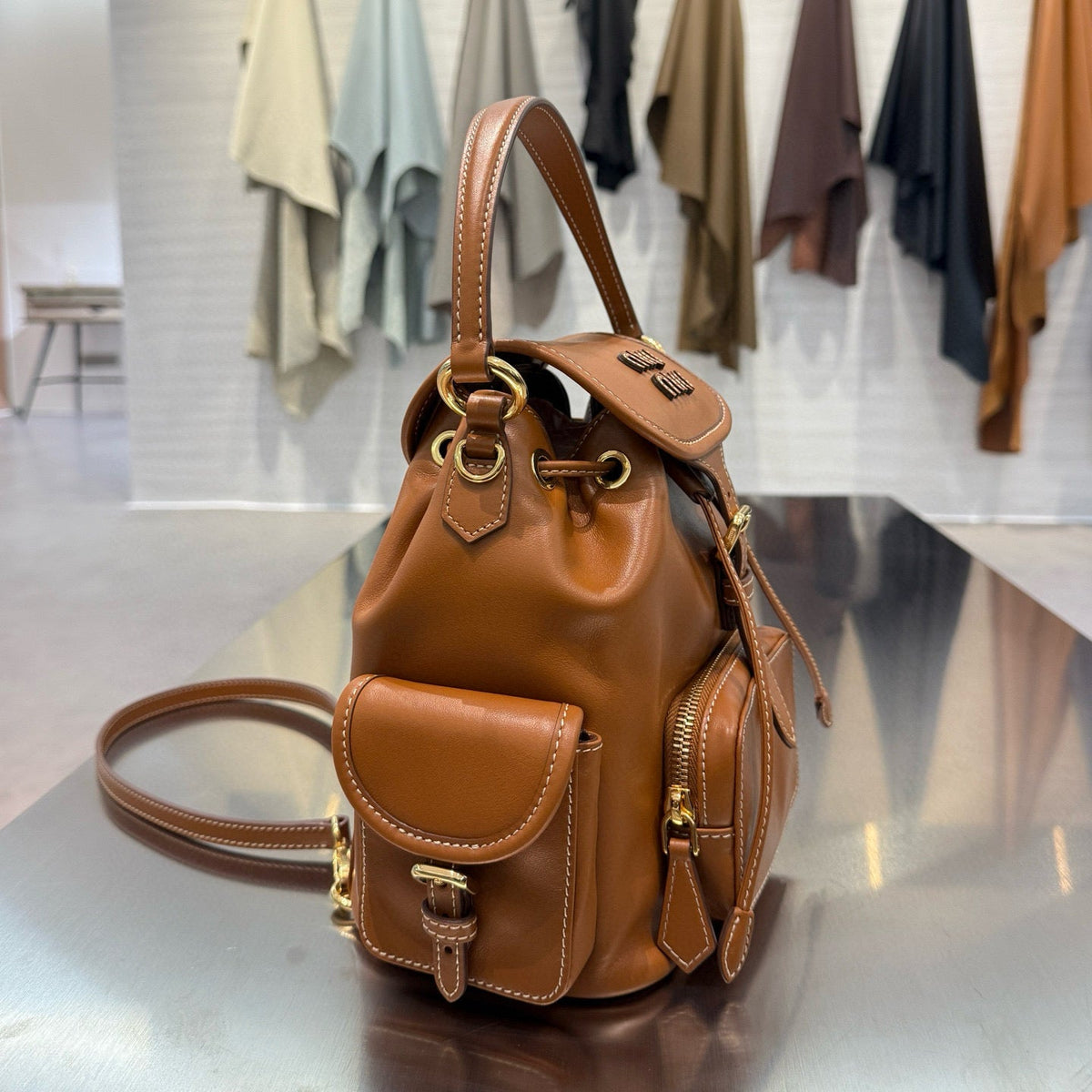 MIU M LEATHER BACKPACK