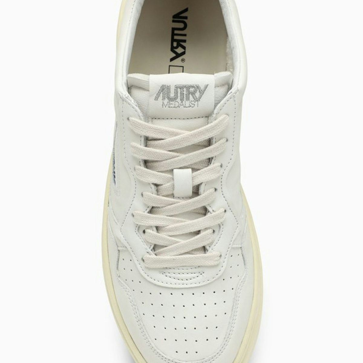 WHITE CREAM LEATHER MEDALIST SNEAKERS