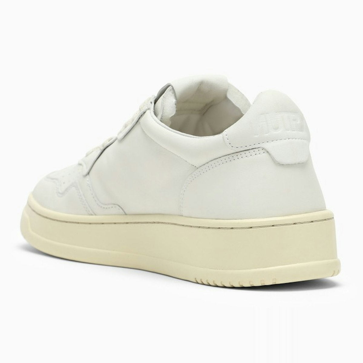 WHITE CREAM LEATHER MEDALIST SNEAKERS