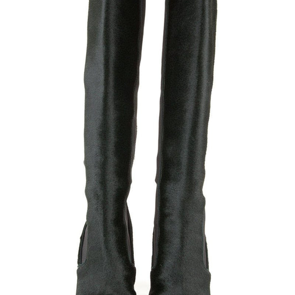 Alaïa 38 Dark Green Pony Hair Knee High Boots