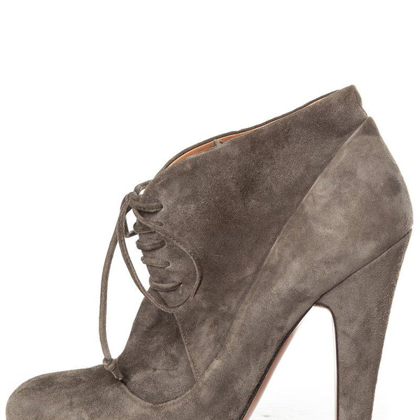 Alaïa Grey Suede Lace-Up Ankle Boots 38