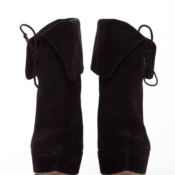 Alaïa Suede Black Booties Eyelet Lace-Up  SZ 38.5 Sale