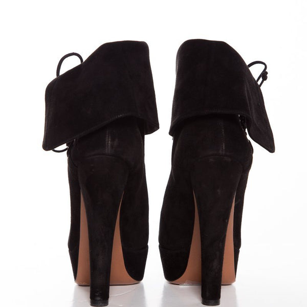 Alaïa Suede Black Booties Eyelet Lace-Up  SZ 38.5 Sale
