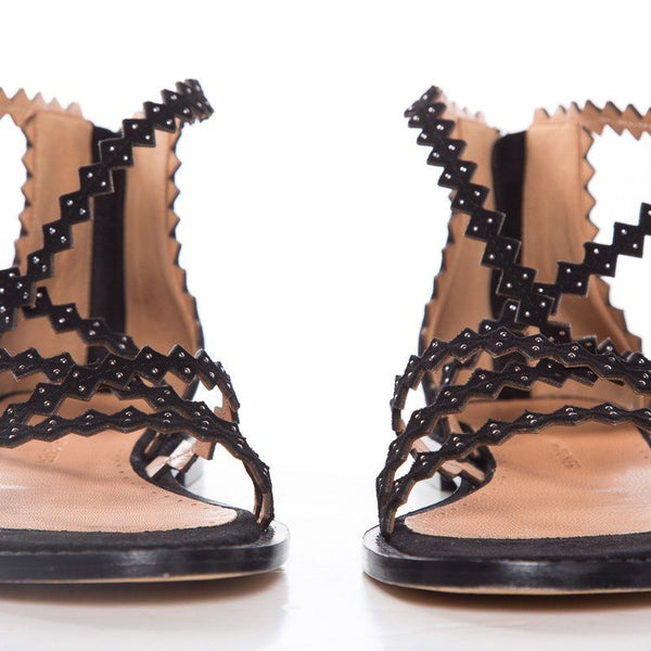 Alexa Wagner Black Gladiator Sandals SZ 39.5