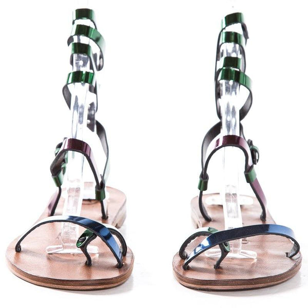 Alvaro Gonzalez Multicolored Metallic Leather Sandals SZ 37 NWT SALE