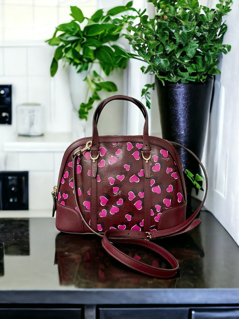 Gucci Purple Leather Heart 2-Way Crossbody Bag