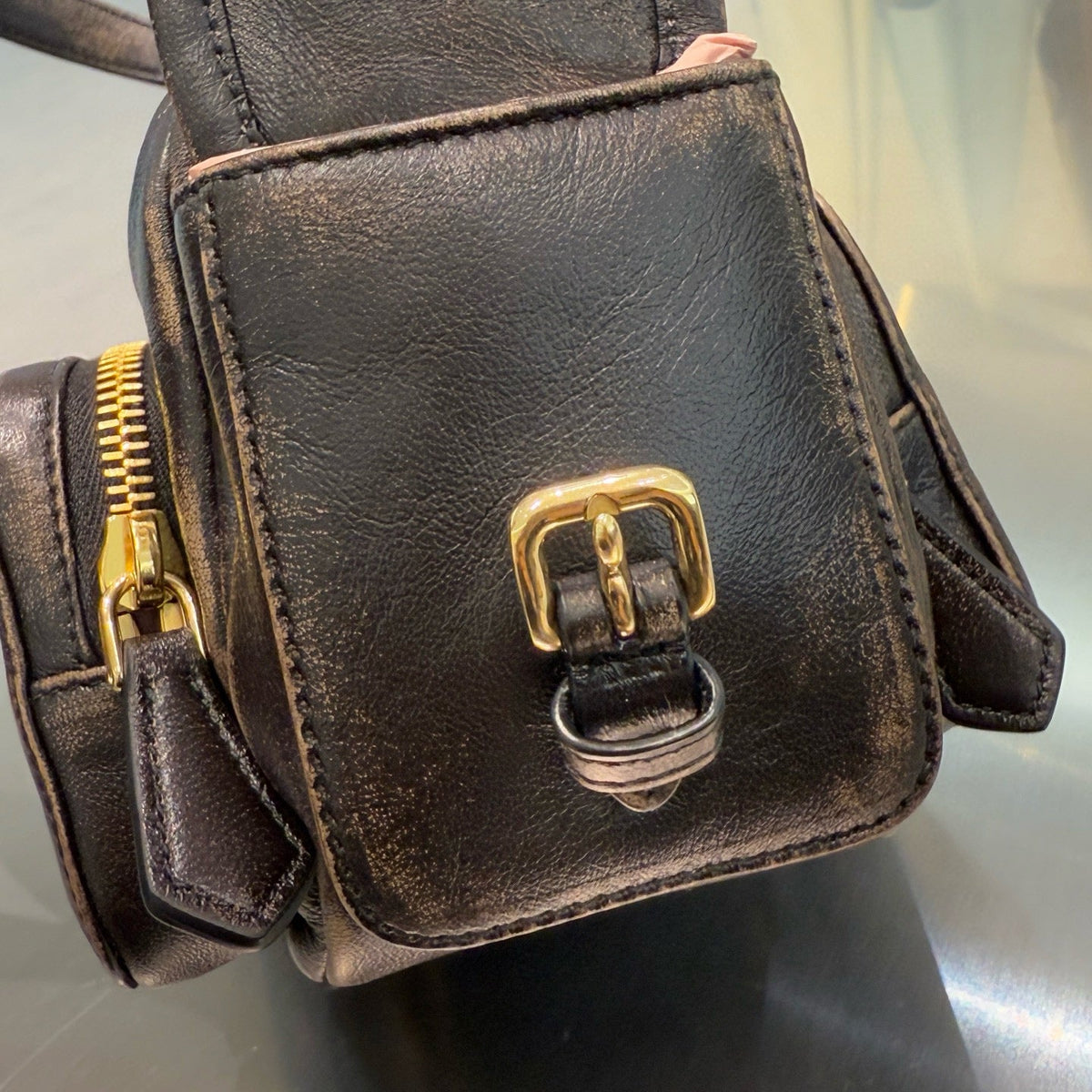 MIU M POCKET NAPPA LEATHER BAG