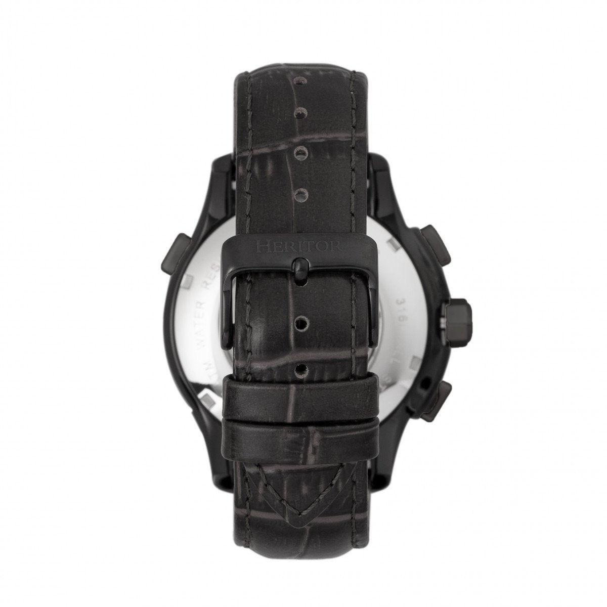 Heritor Automatic Hudson Semi-Skeleton Leather-Band Watch w/Day/Date