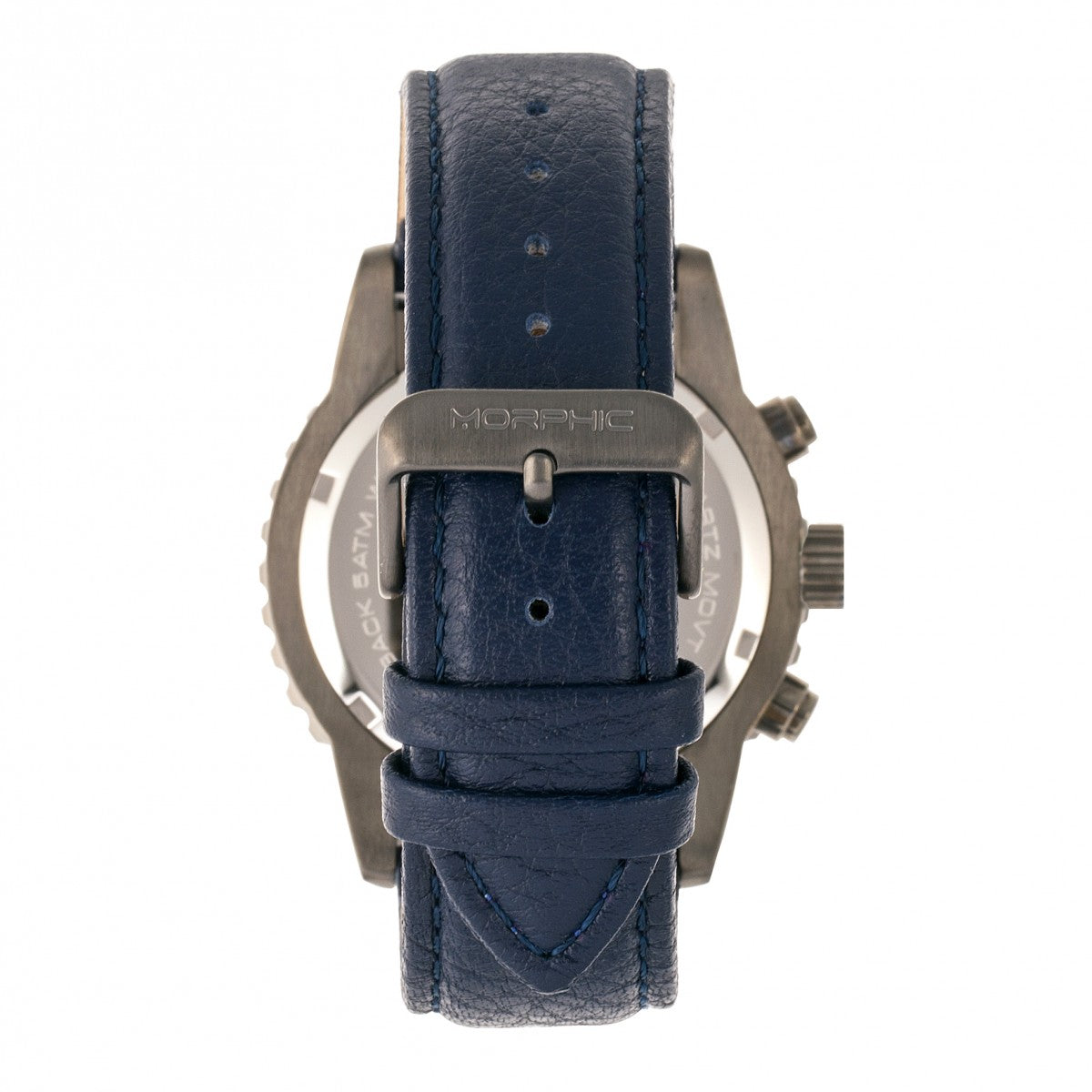 Morphic M67 Series Chronograph Leather-Band Watch w/Date - Gunmetal/Blue