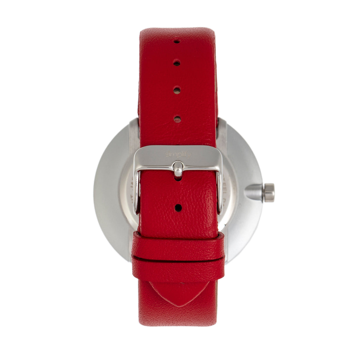 Simplify The 4000 Leather-Band Watch - Red