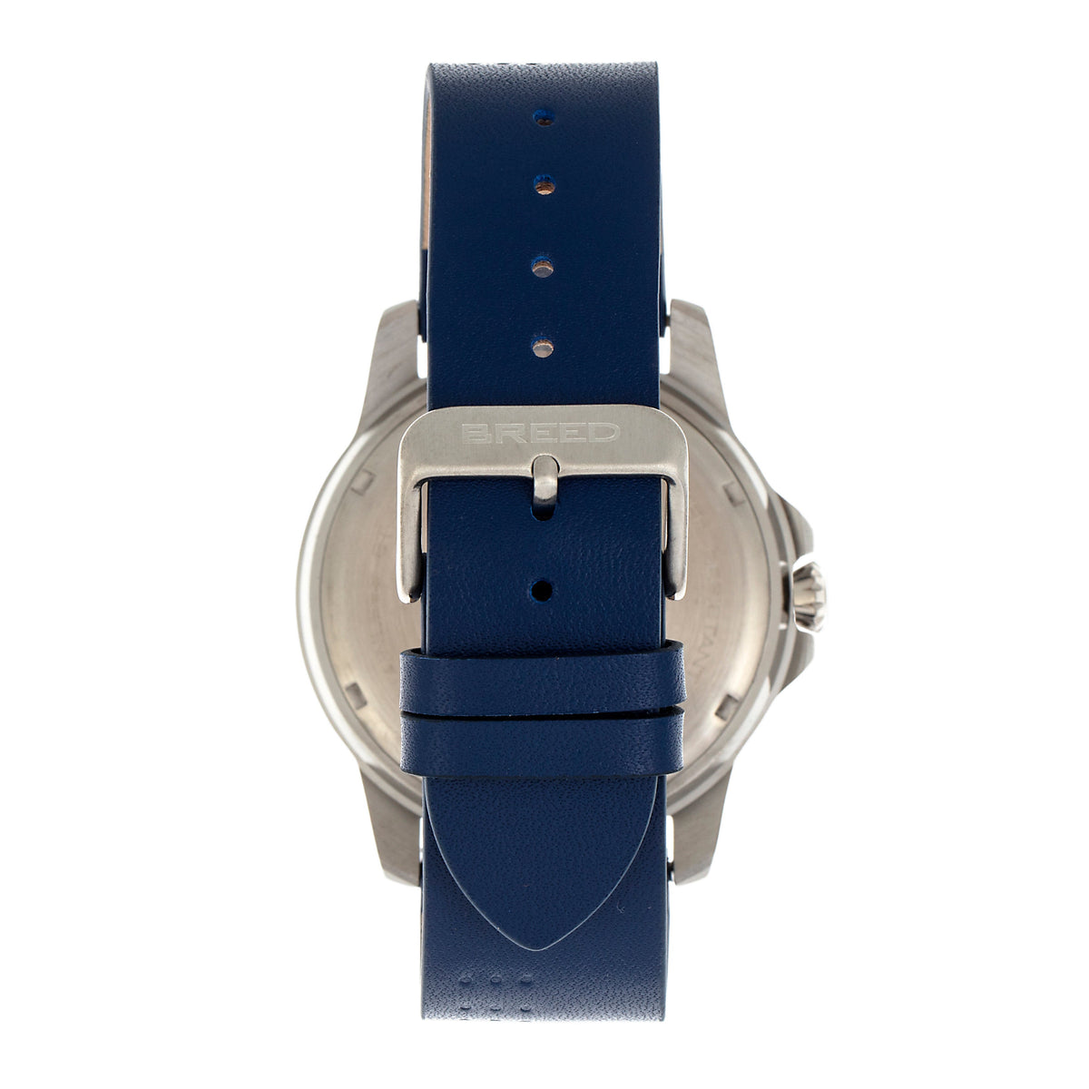 Breed Revolution Leather-Band Watch w/Date - Navy