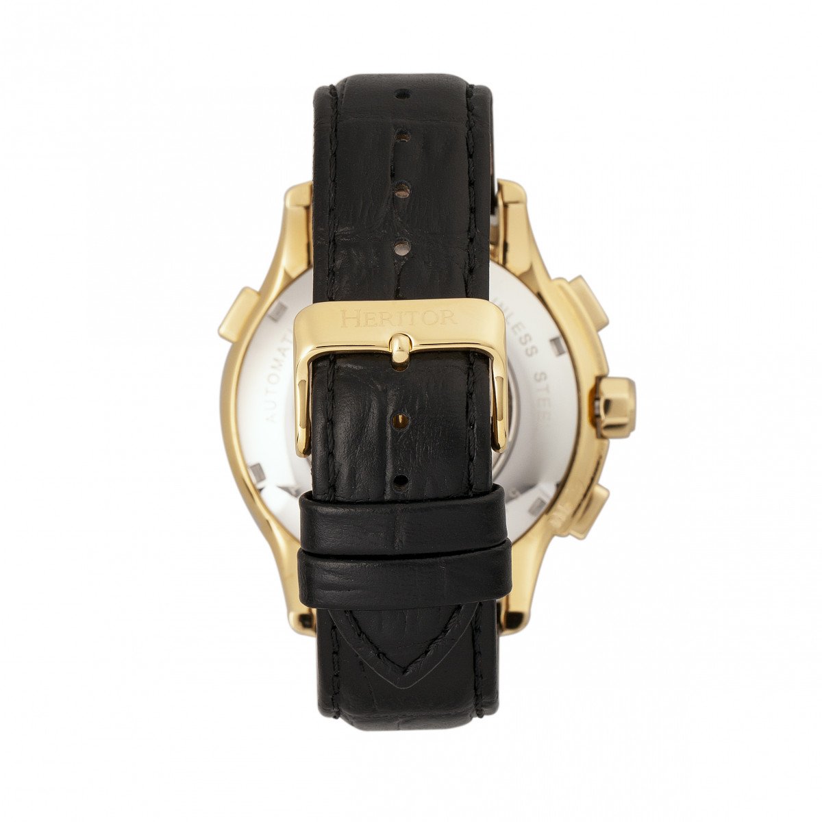 Heritor Automatic Hudson Semi-Skeleton Leather-Band Watch w/Day/Date