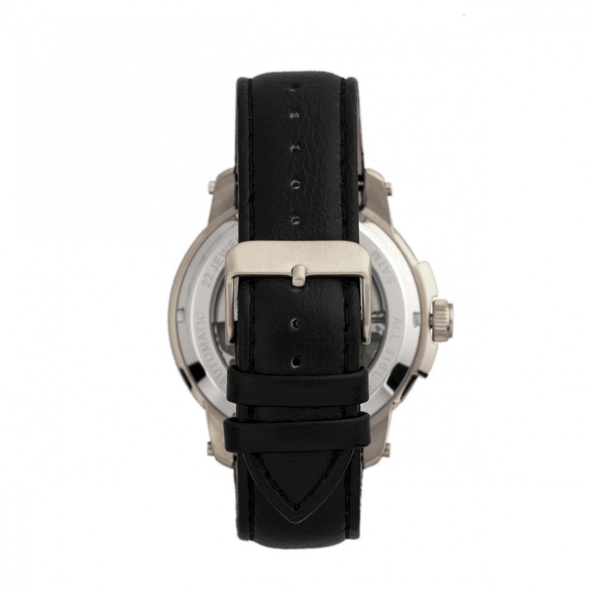 Reign Matheson Automatic Skeleton Dial Leather-Band Watch - Black