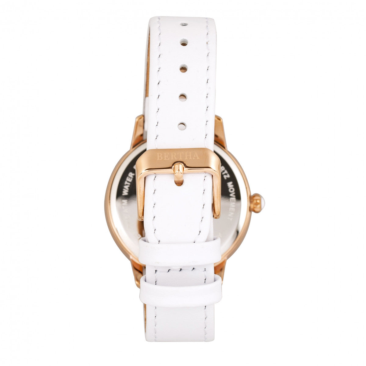 Bertha Adaline Mother-Of-Pearl Leather-Band Watch - White