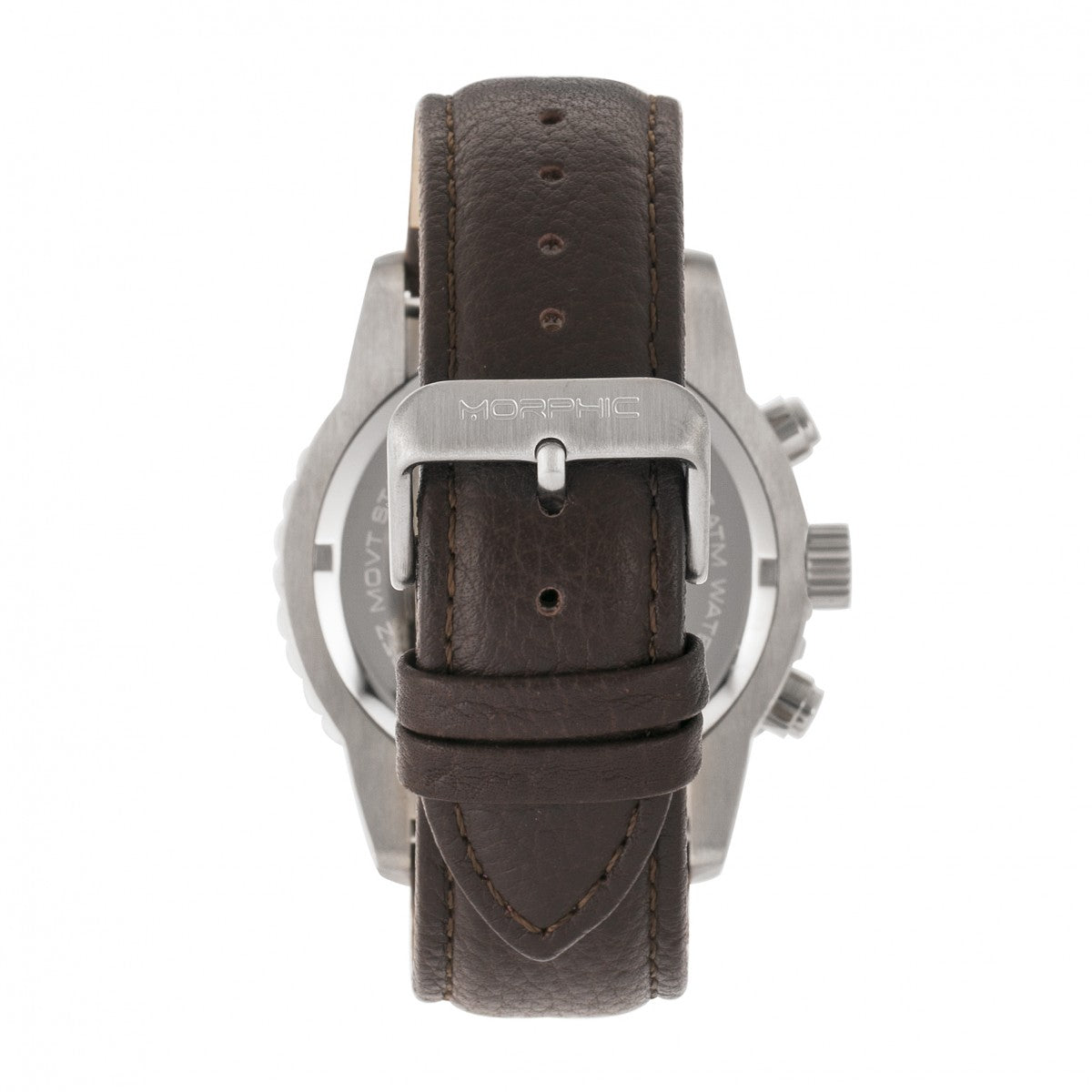 Morphic M67 Series Chronograph Leather-Band Watch w/Date - Silver/Brown