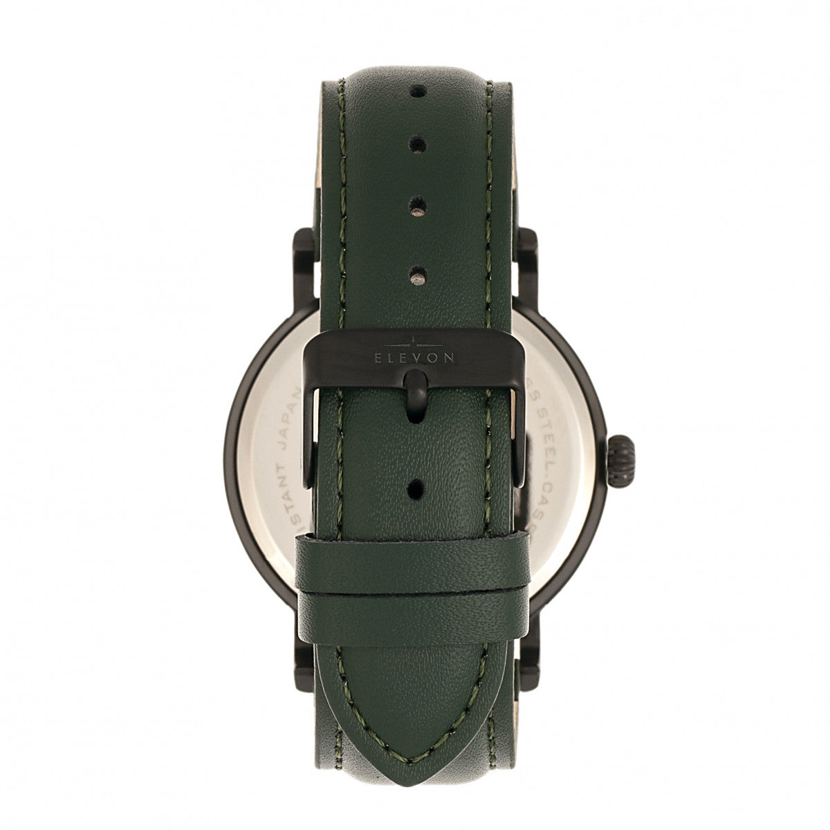Elevon Von Braun Leather-Band Watch w/Date - Gunmetal/Green
