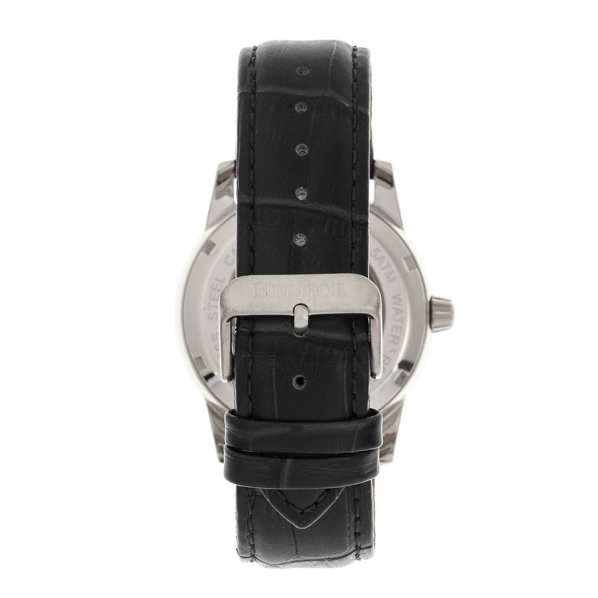Heritor Automatic Davidson Semi-Skeleton Leather-Band Watch