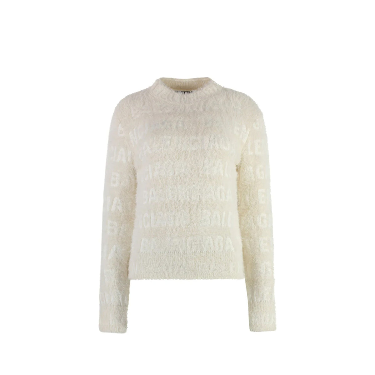 BALENCIAGA Jacquard Logo Sweater with Crew Neck - Women’s Fashion