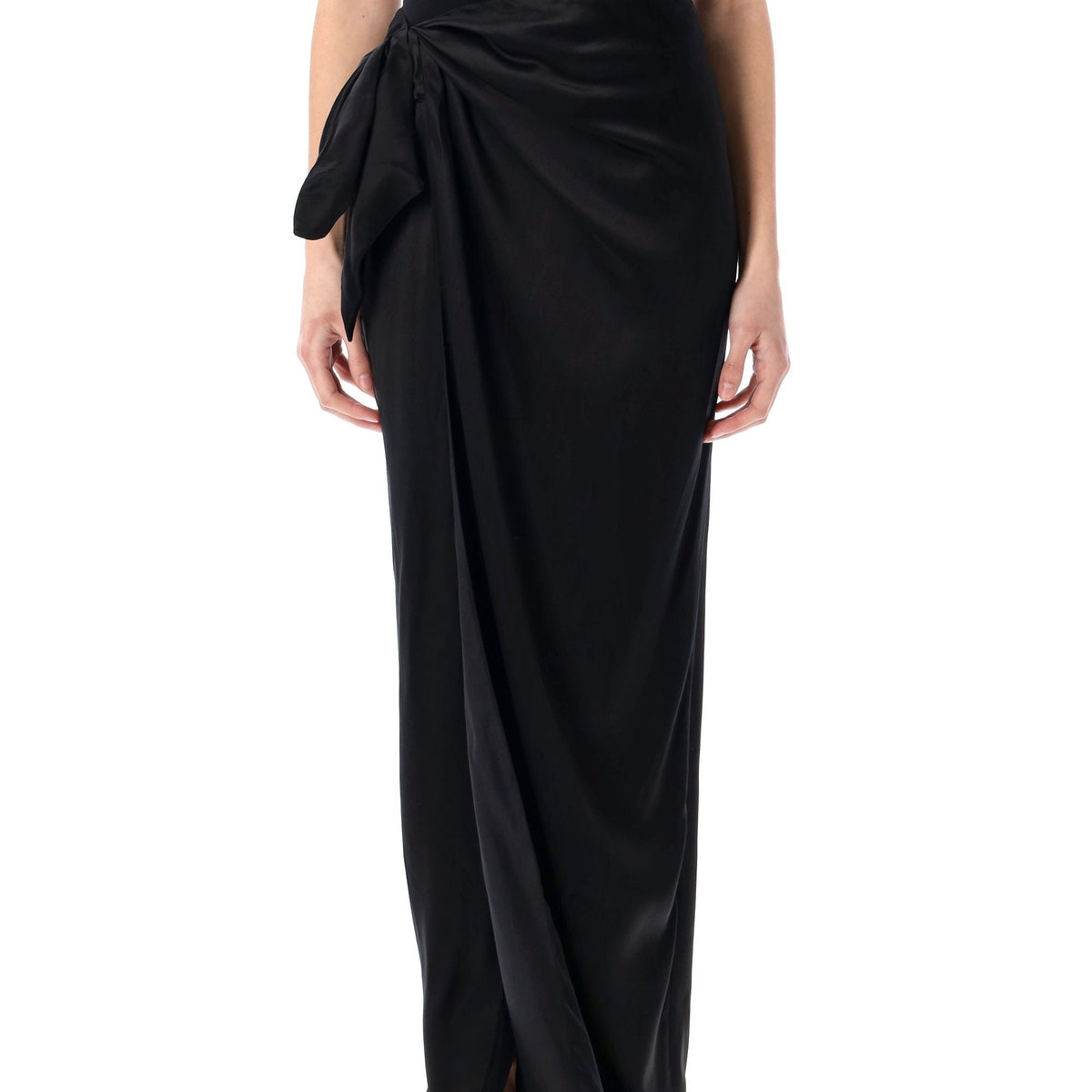 BALENCIAGA Elegant Floor-Length Wrap Skirt with Knot Detail