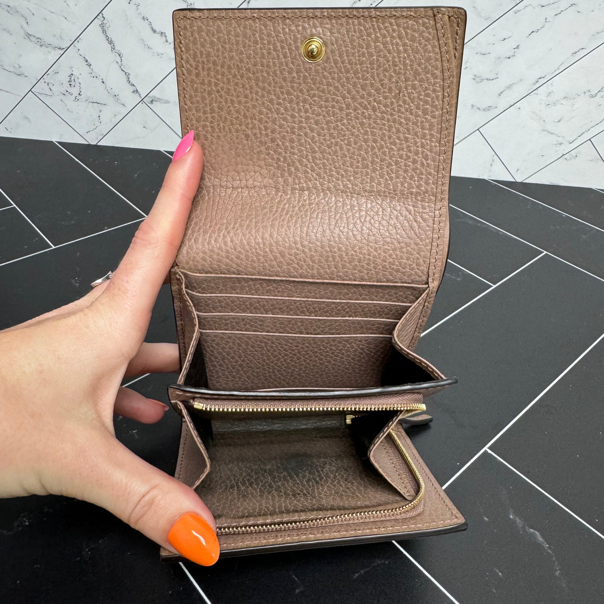 Gucci Beige Marmont Compact Wallet