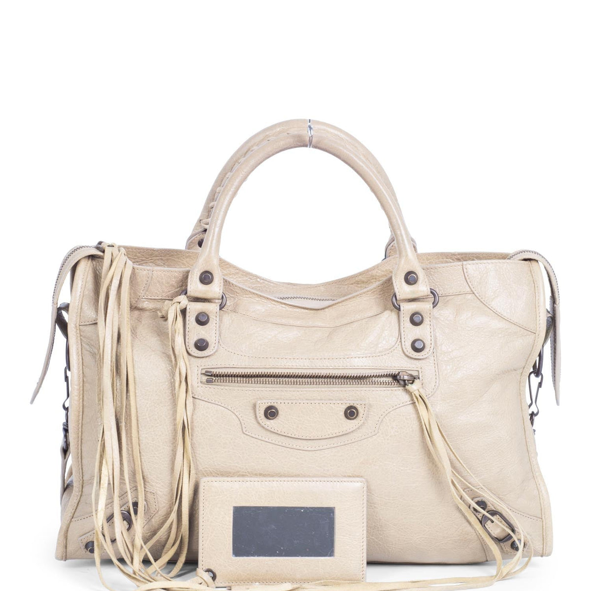 balenciaga Agneau Classic Hardware City Bag Beige