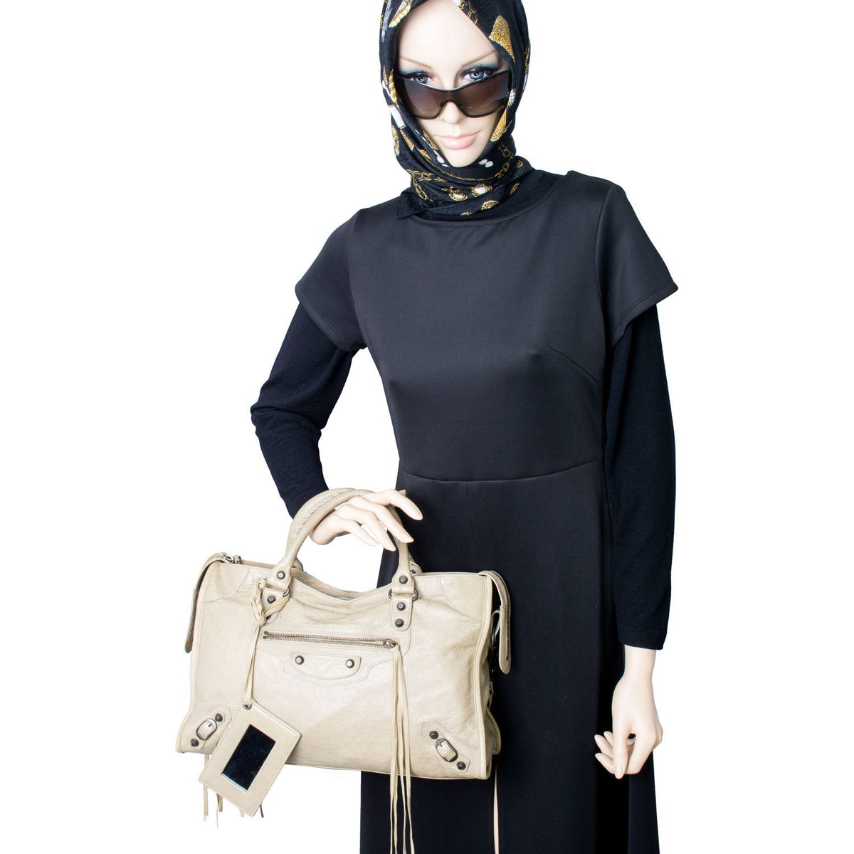 balenciaga Agneau Classic Hardware City Bag Beige