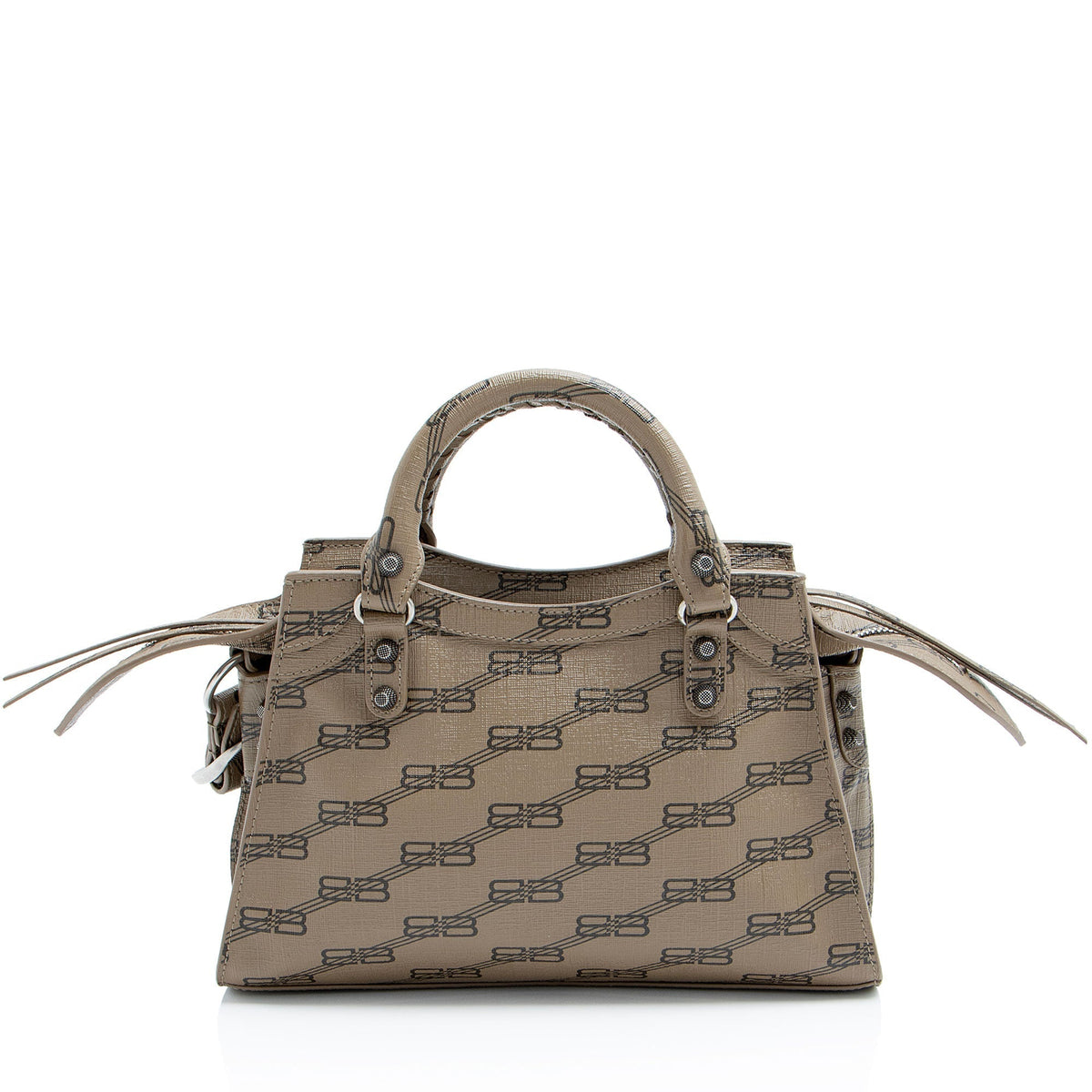 balenciaga BB Monogram Canvas Signature Neo Cagole City XS Satchel (SHF-uVcjOs)