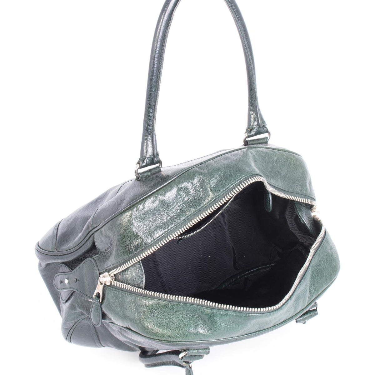 balenciaga BB Patent Leather Top Handle Bag Green