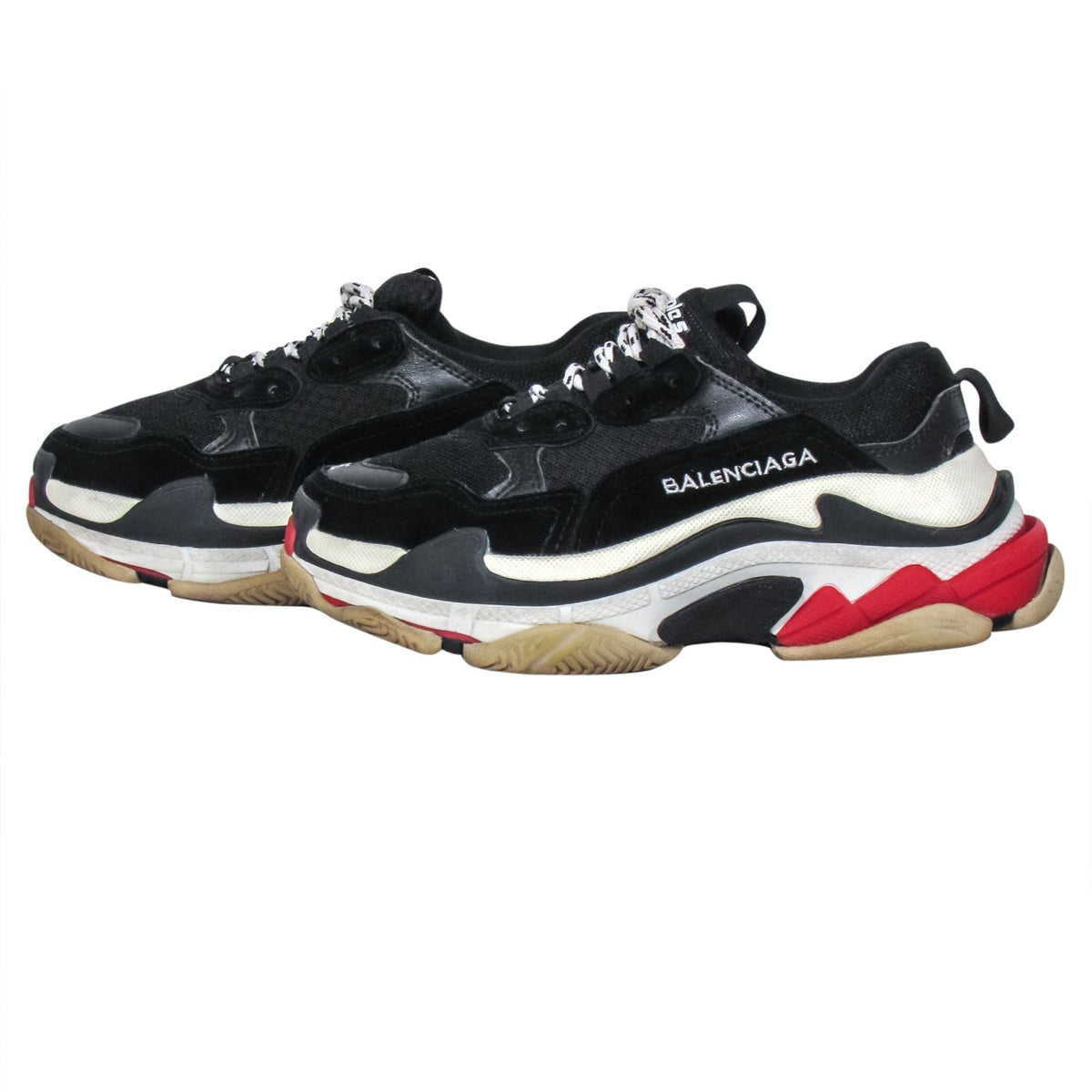 balenciaga - Black, Cream & Red Chunky "Triple S" Sneakers Sz 6