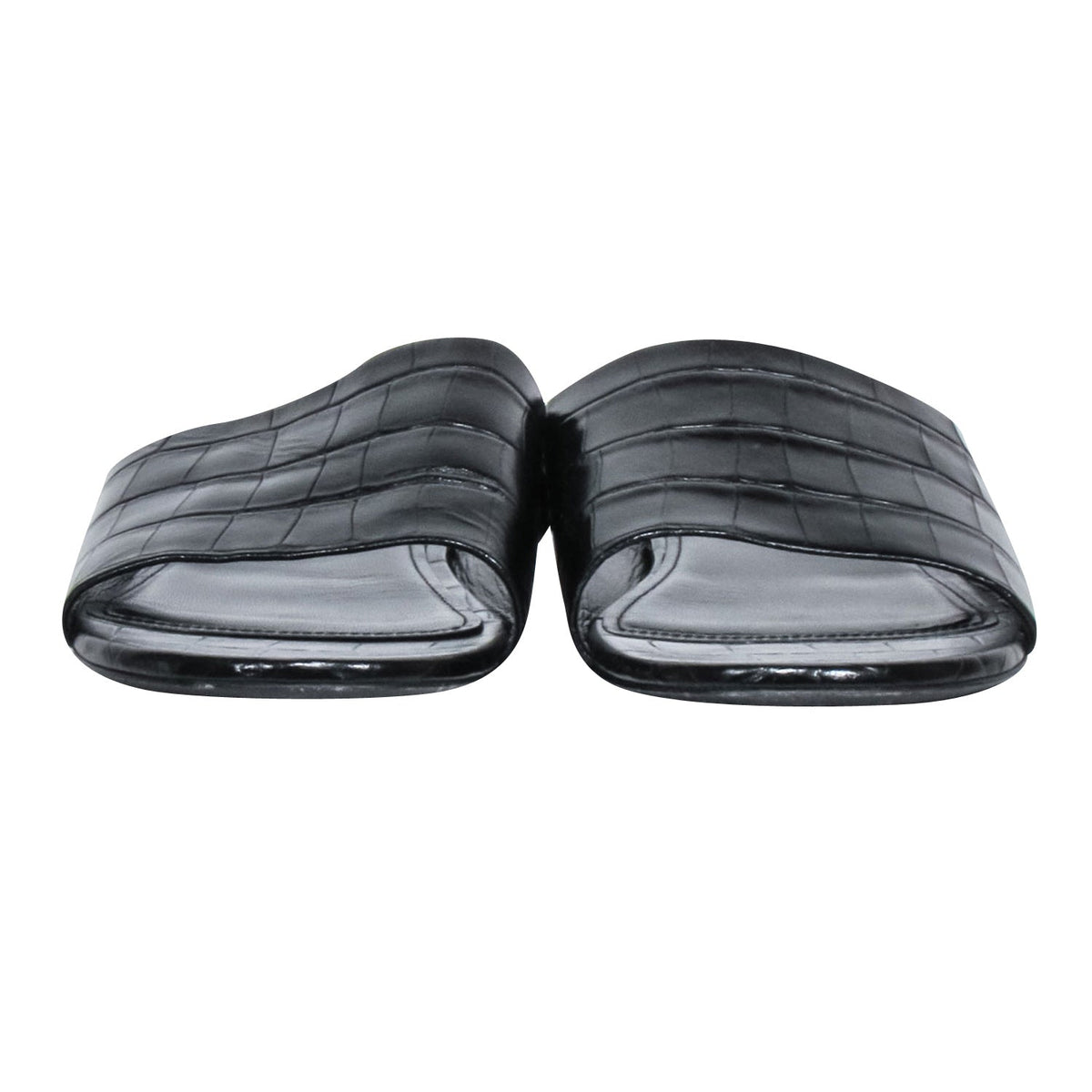 balenciaga - Black Croc Embossed Slide Sandals Sz 7.5