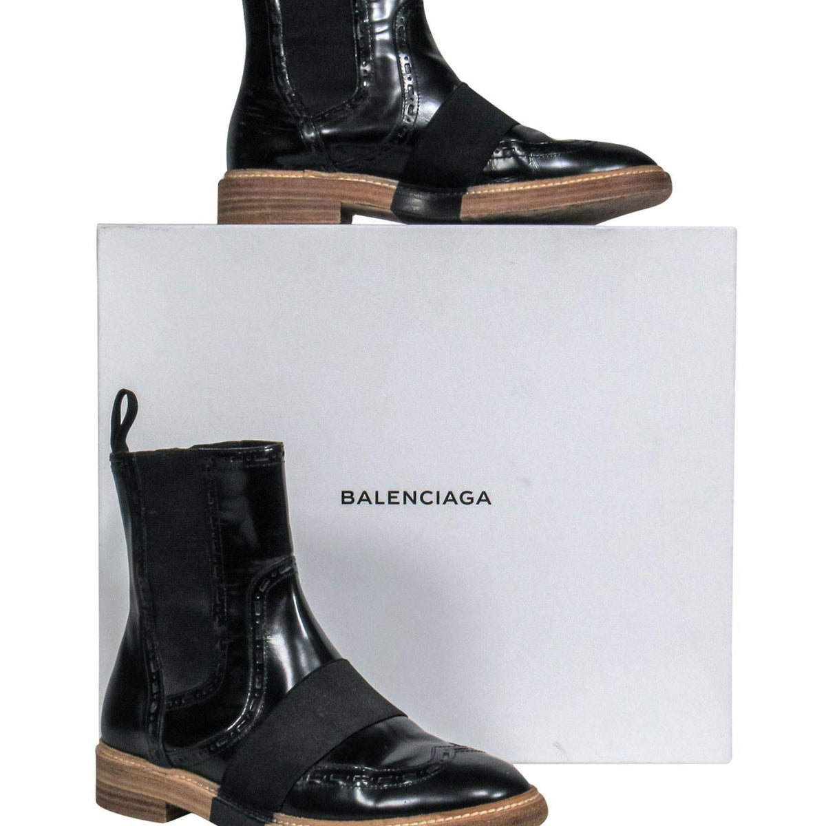 balenciaga - Black Leather Chelsea Booties w/ Elastic Strap Sz 7