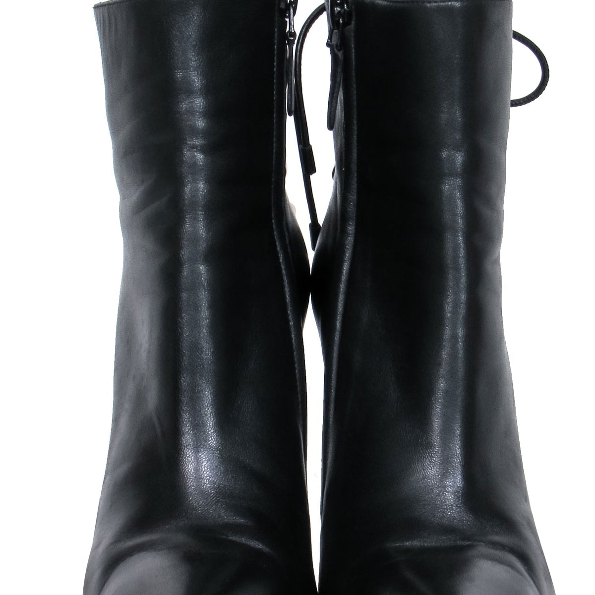 balenciaga – Black Leather Pointy Toe Booties w/ Lace Up Back Sz 7.5