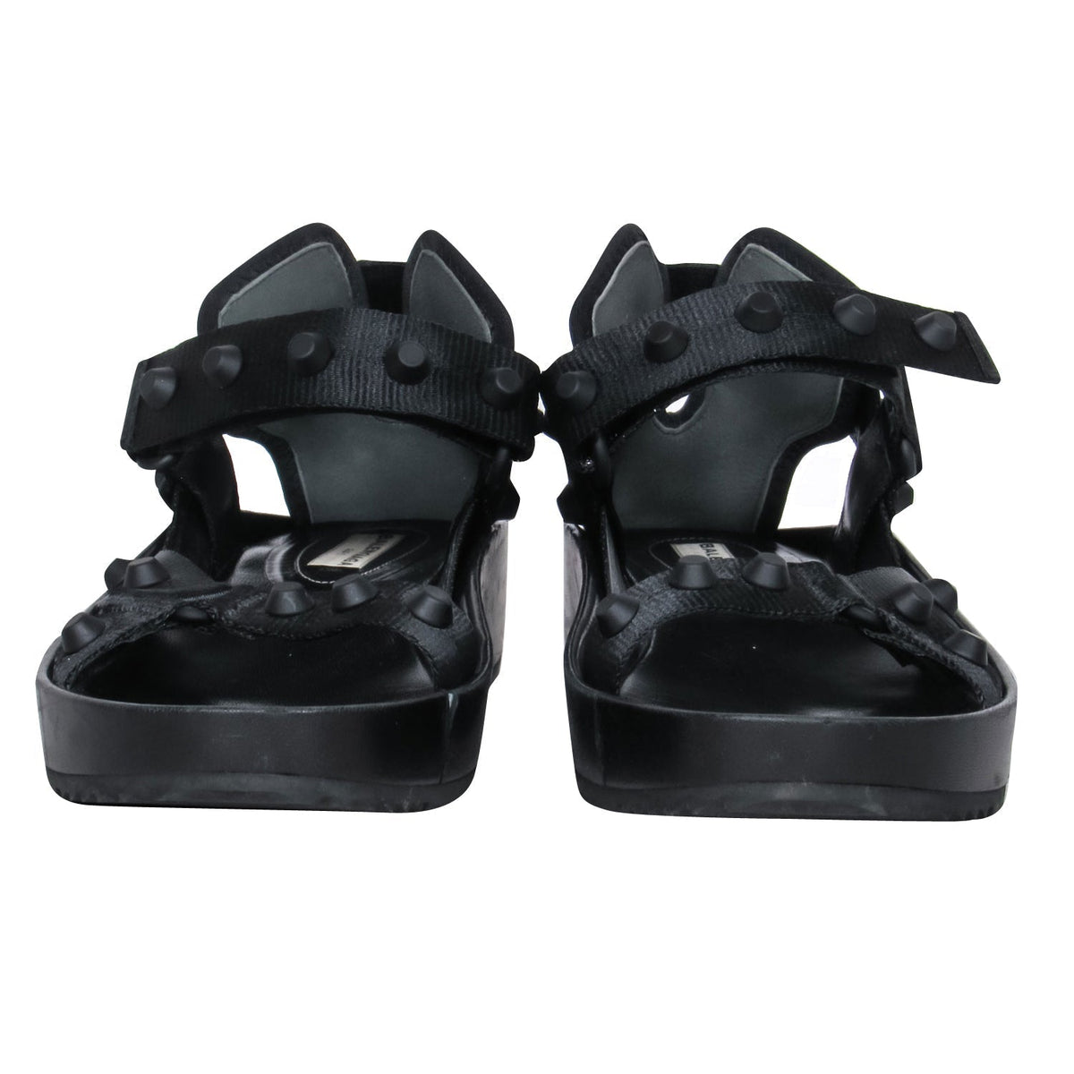 balenciaga - Black Leather Strappy Platform Sandals w/ Studs Sz 8.5