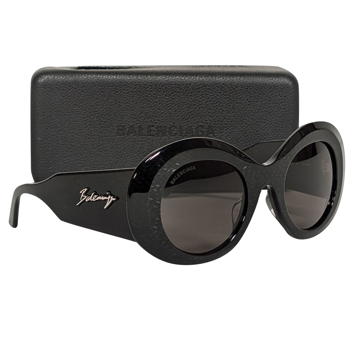balenciaga - Black Print Large Round Sunglasses