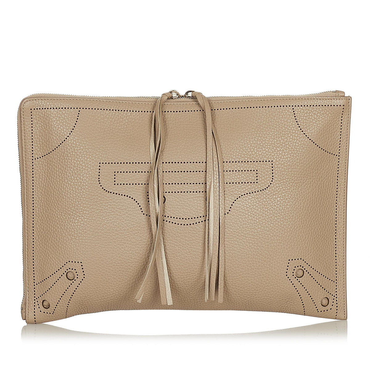 Balenciaga Blackout Zip Leather Clutch Bag (SHG-37475)