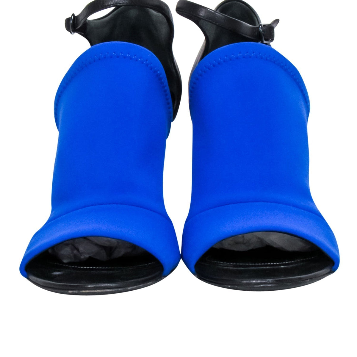 balenciaga - Blue Scuba Knit Upper Open Toe Pumps Sz 8