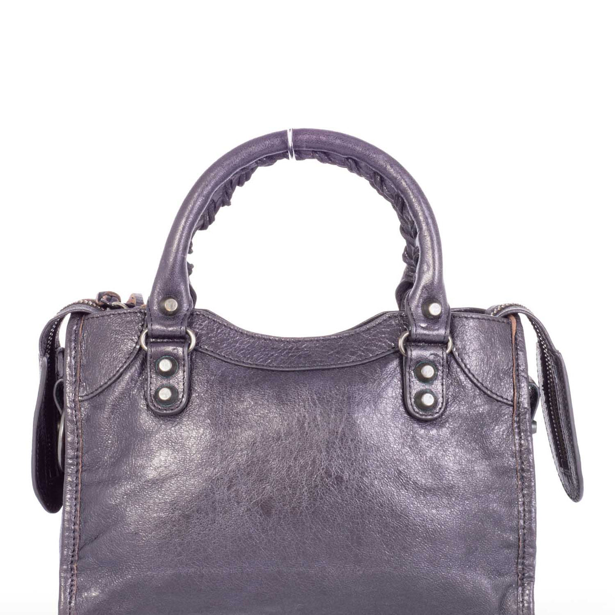 balenciaga Distressed Leather Classic Hardware Mini City Bag Black