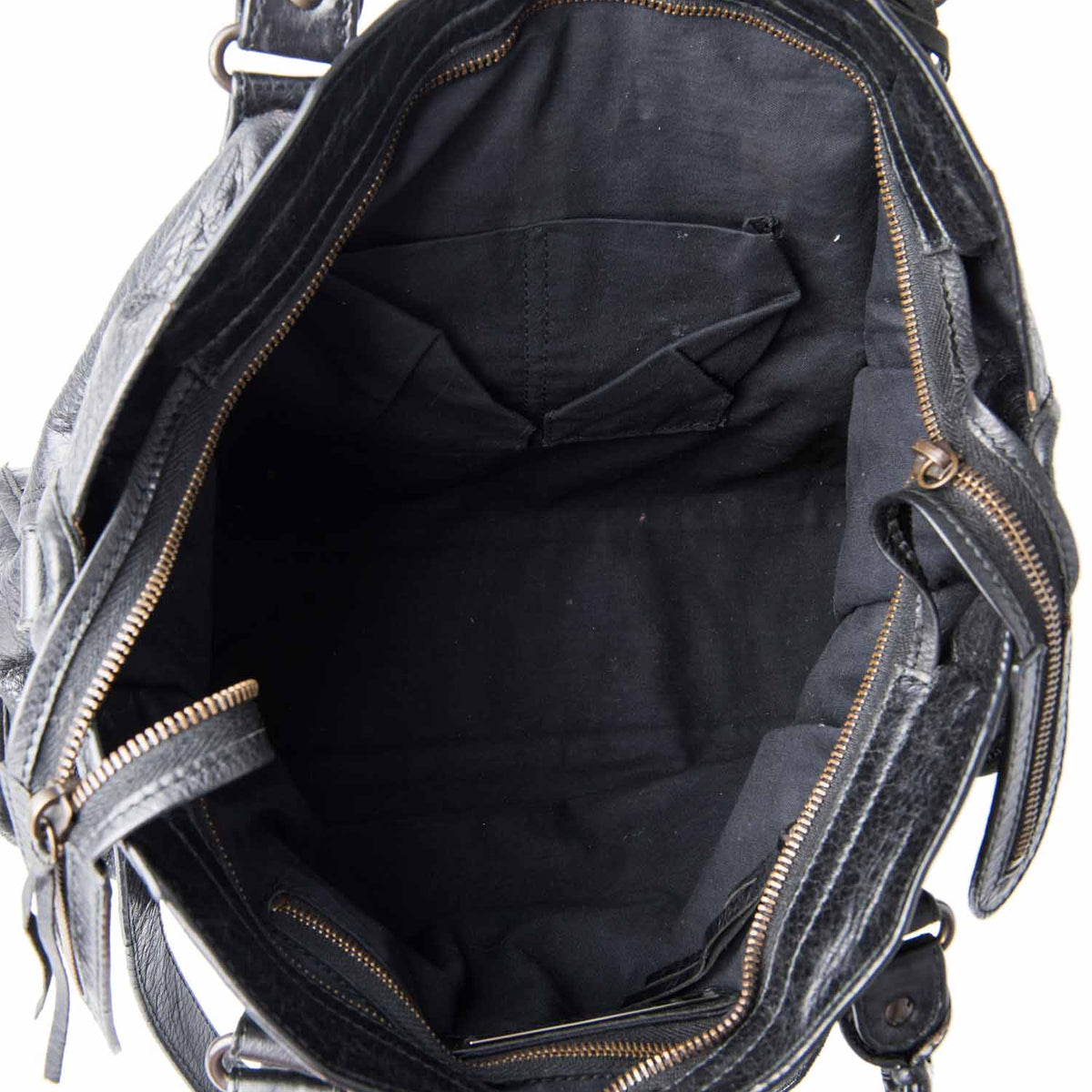 balenciaga Leather City Bag Black